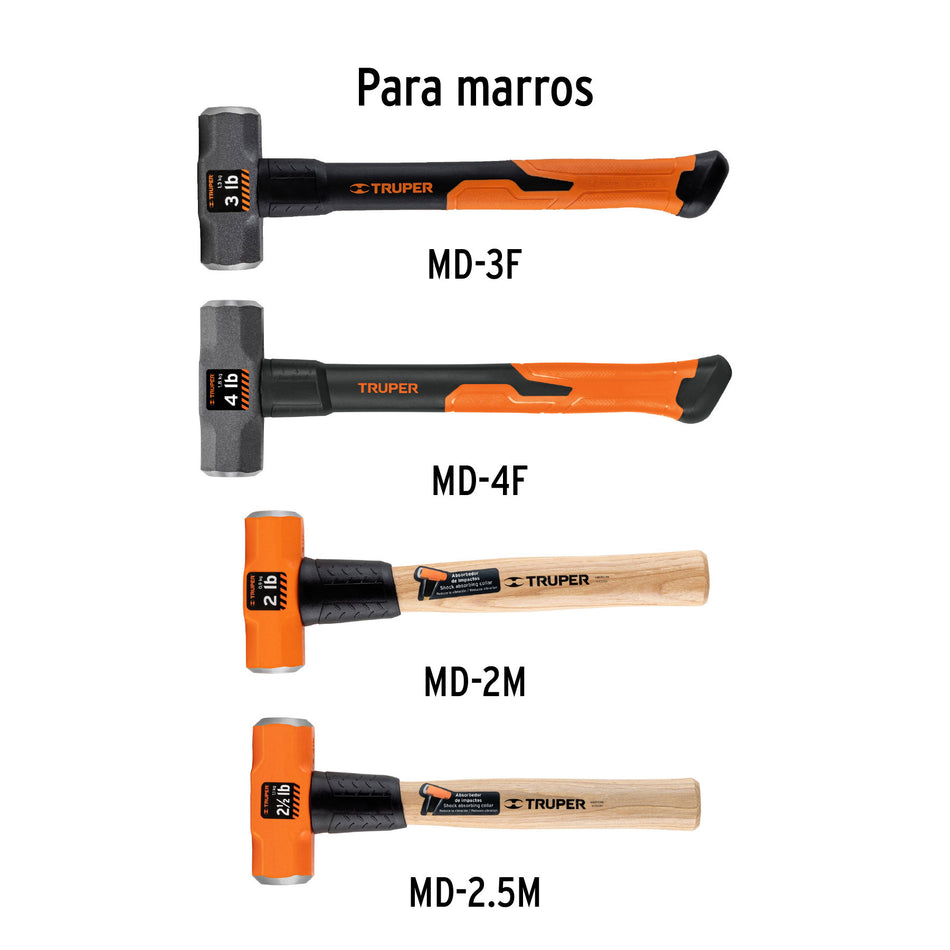 Mango de 12' para marros de 2 a 4 lb, Truper 12', 2 a, 4 lb