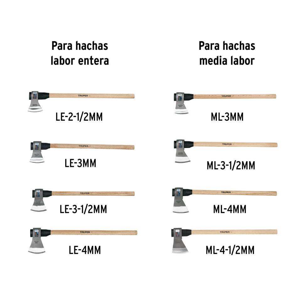Mango de madera 36' para hachas media y labor entera, TRUPER