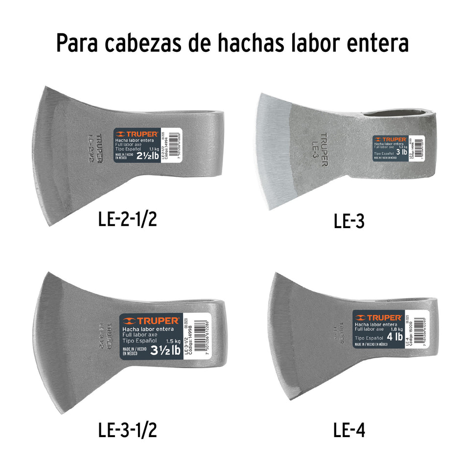 Mango fibra de vidrio 36' para hachas media y labor entera
