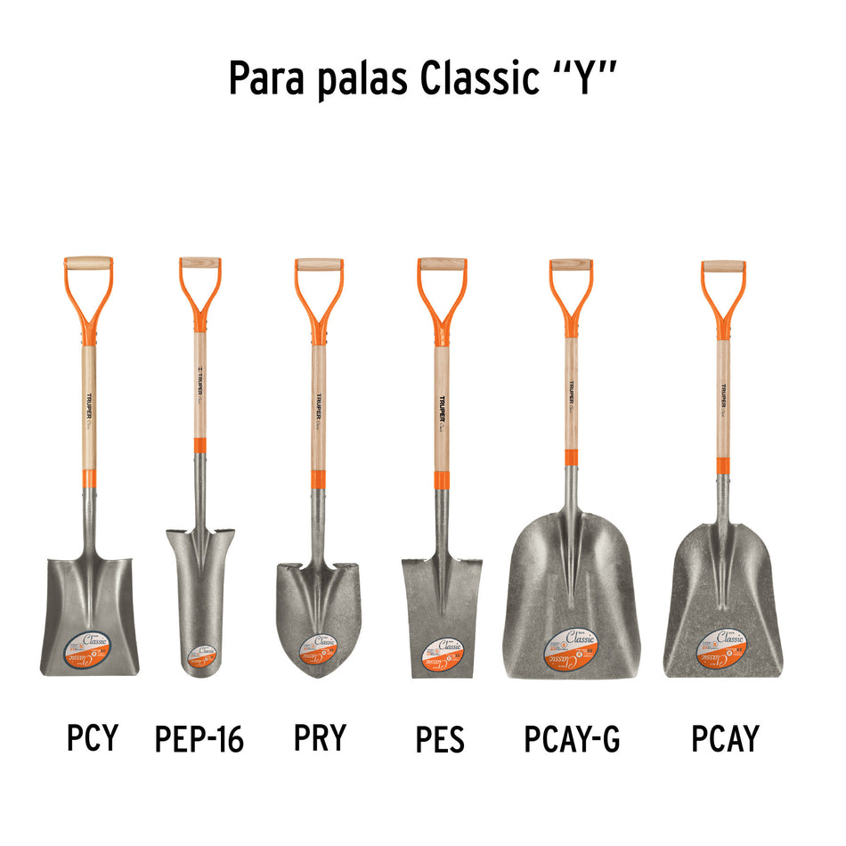 Mango de reposición para pala Classic, puño 'Y', 27', Truper