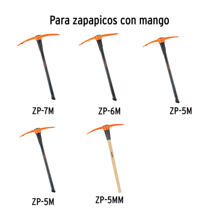 Mango de madera 36' para zapapicos y talachos de 4 a 7 lb