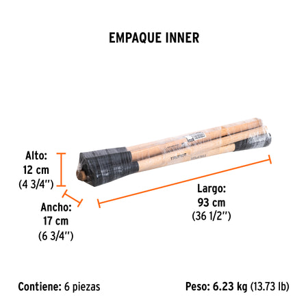Mango de madera 36' para zapapicos y talachos de 4 a 7 lb