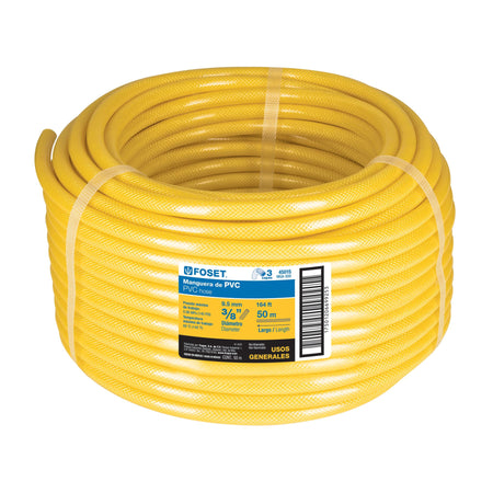 Manguera para gas, PVC amarilla, 3/8' s/conexión, 50 m,FOSET