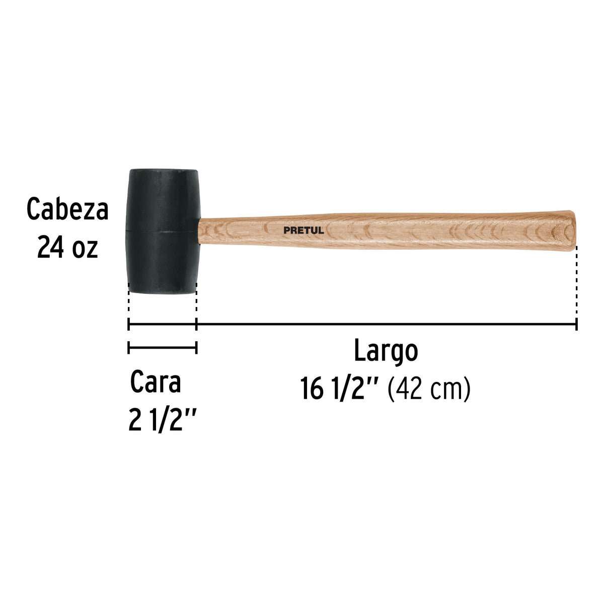 Mazo de hule, 24 oz, Pretul 24 oz