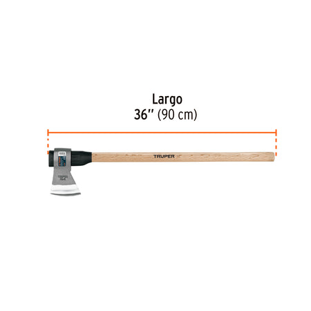 Hacha media labor 3 lb, mango de madera 36', TRUPER