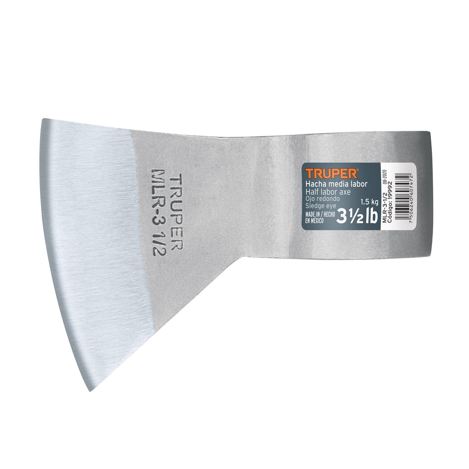 Hacha media labor ojo redondo 3-1/2 lb sin mango, TRUPER