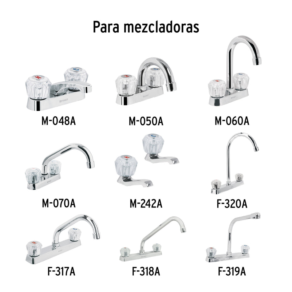 Juego 2 manerales acrílico humo p/lavabo y fregadero, BASIC