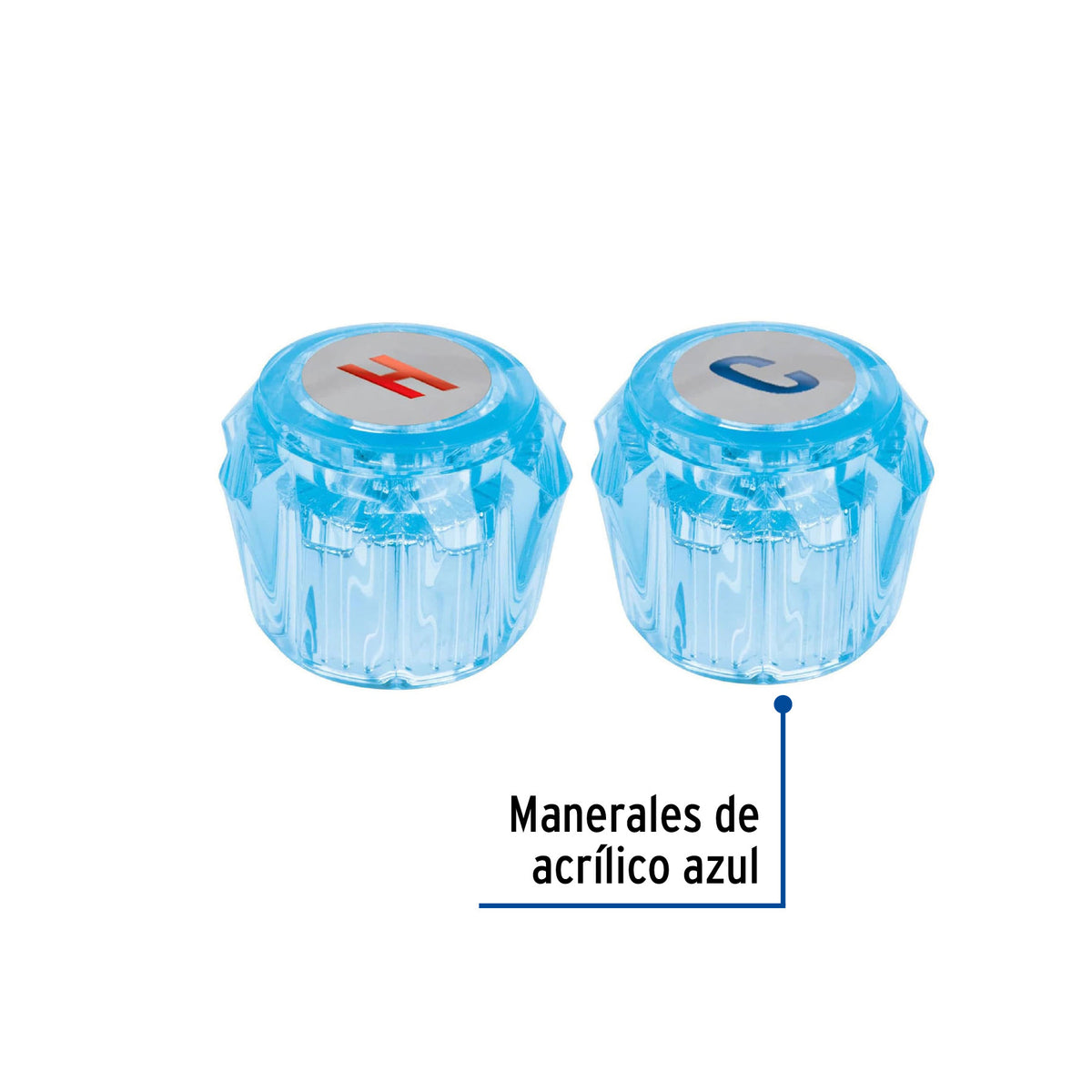 Juego 2 manerales acrilico azul p/lavabo y fregadero BASIC