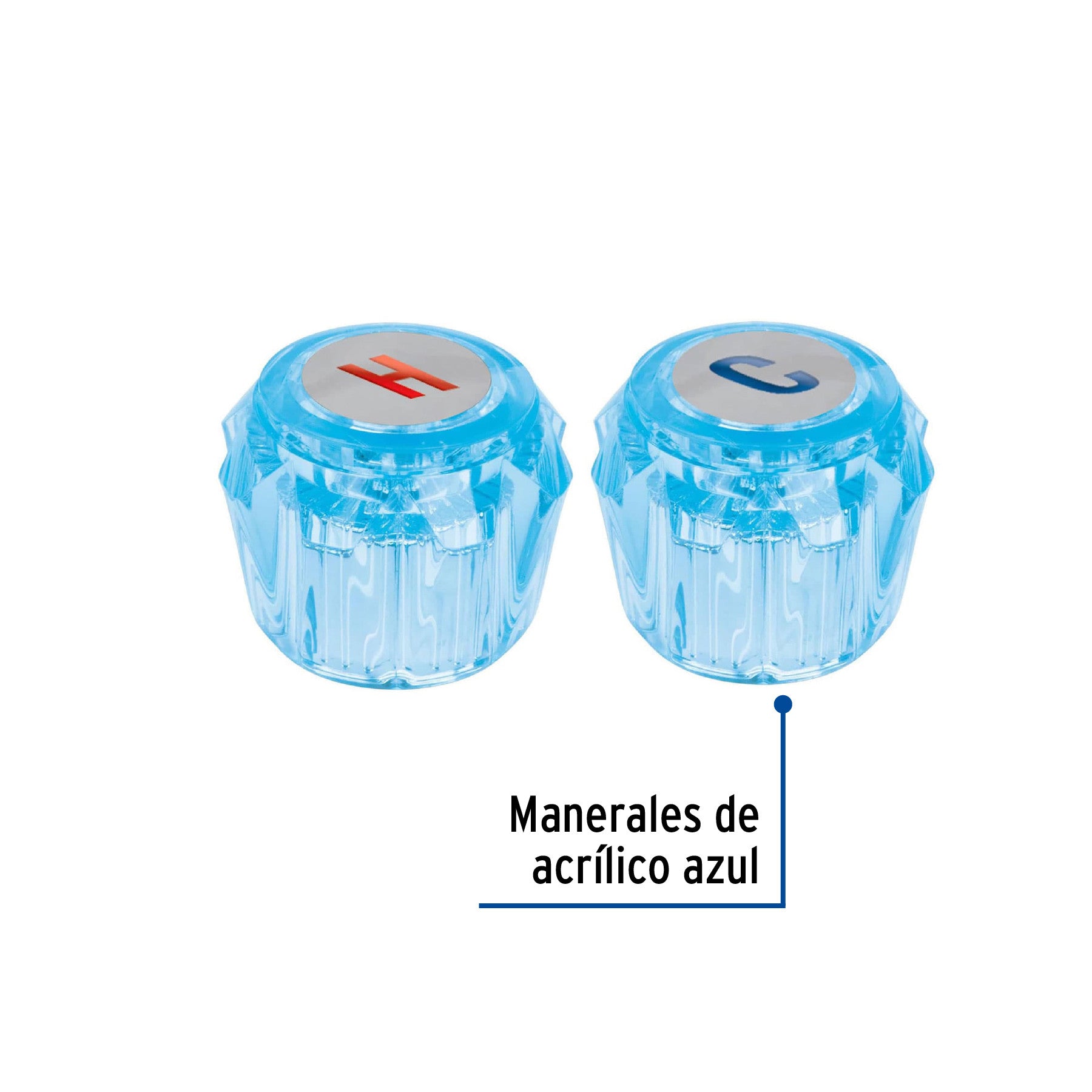 Juego 2 manerales acrilico azul p/lavabo y fregadero BASIC