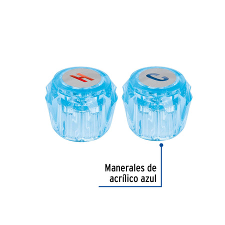 Juego 2 manerales acrilico azul p/lavabo y fregadero BASIC