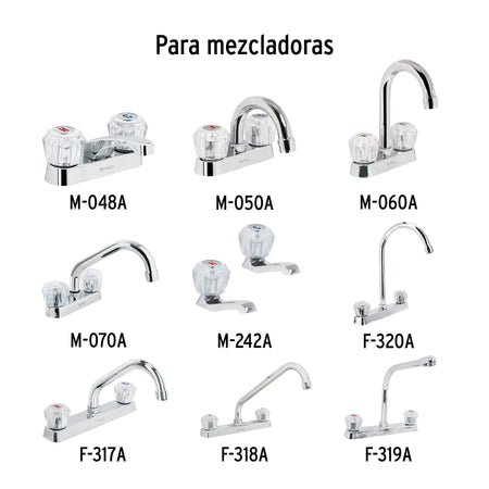 Juego 2 manerales acrilico azul p/lavabo y fregadero BASIC