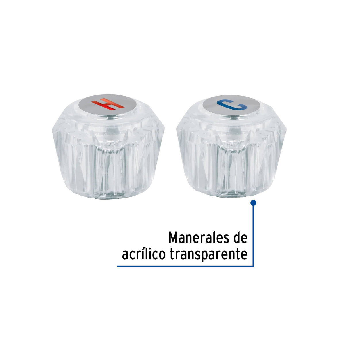 Juego 2 manerales acrilico trans p/lavabo y fregadero BASIC