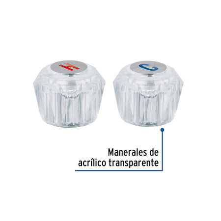 Juego 2 manerales acrilico trans p/lavabo y fregadero BASIC