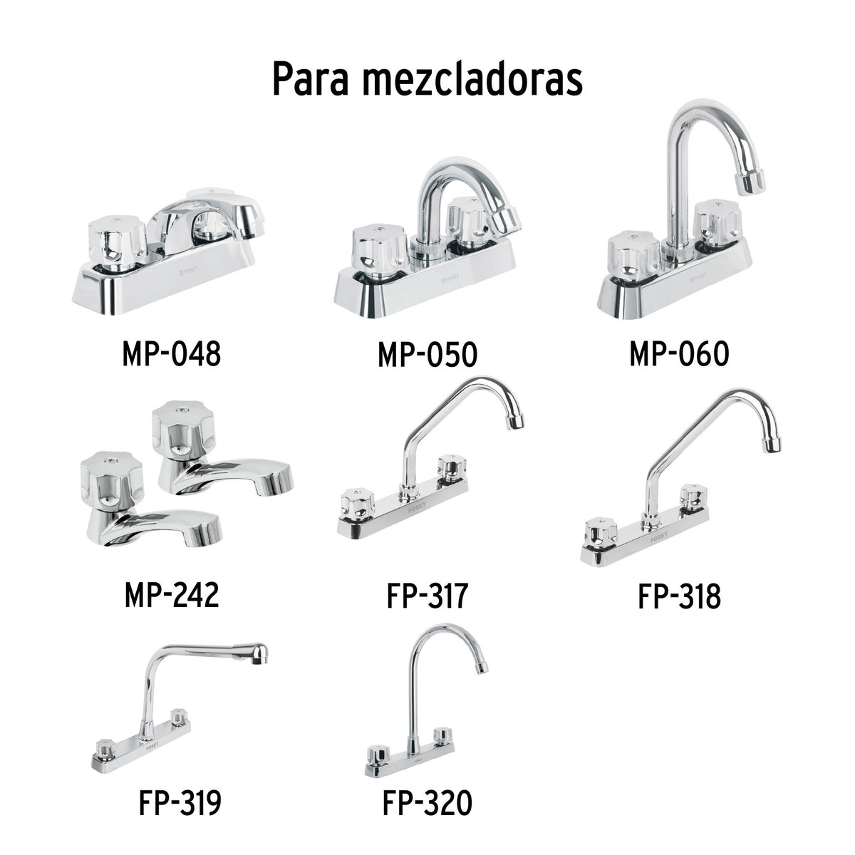 Juego de manerales hex de ABS p/lav-fregadero cromo BASIC