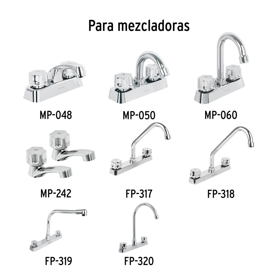 Juego de manerales hex de ABS p/lav-fregadero cromo BASIC
