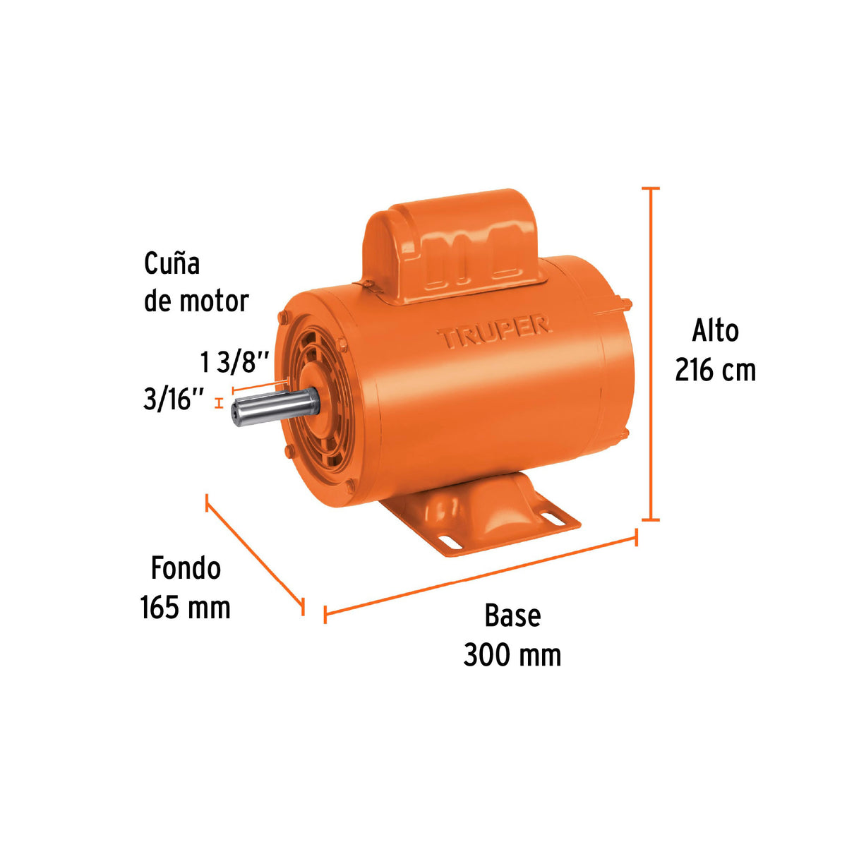 Motor eléctrico monofásico de 1/2 HP, alta velocidad, Truper 1/2 HP