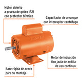 Motor eléctrico monofásico de 1/2 HP, baja velocidad, Truper 1/2 HP