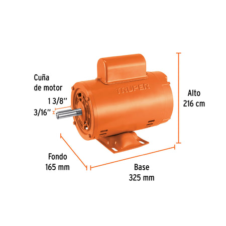 Motor eléctrico monofásico de 1/2 HP, baja velocidad, Truper 1/2 HP