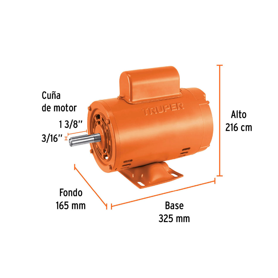 Motor eléctrico monofásico de 1/2 HP, baja velocidad, Truper 1/2 HP