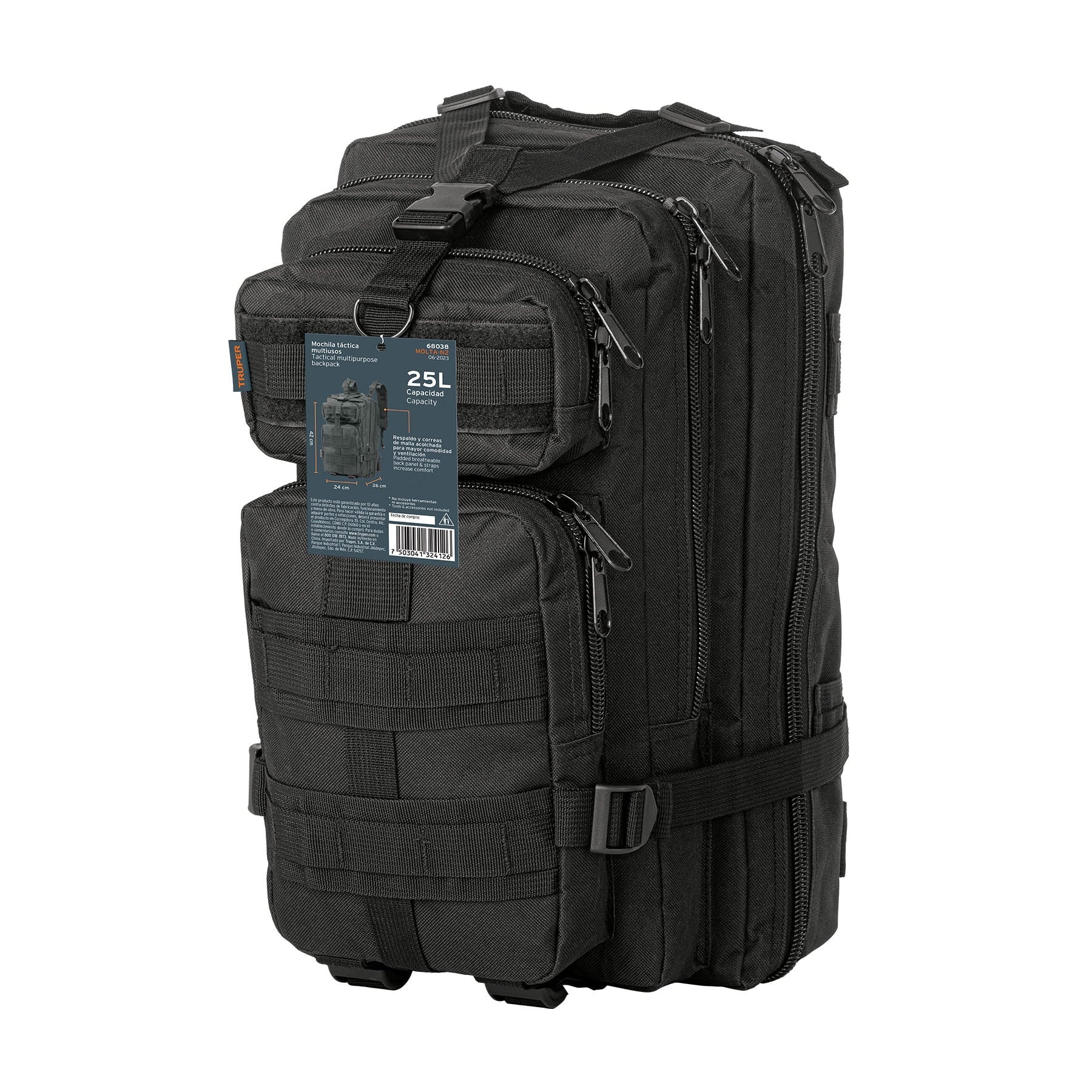 Mochila tactica negra Truper