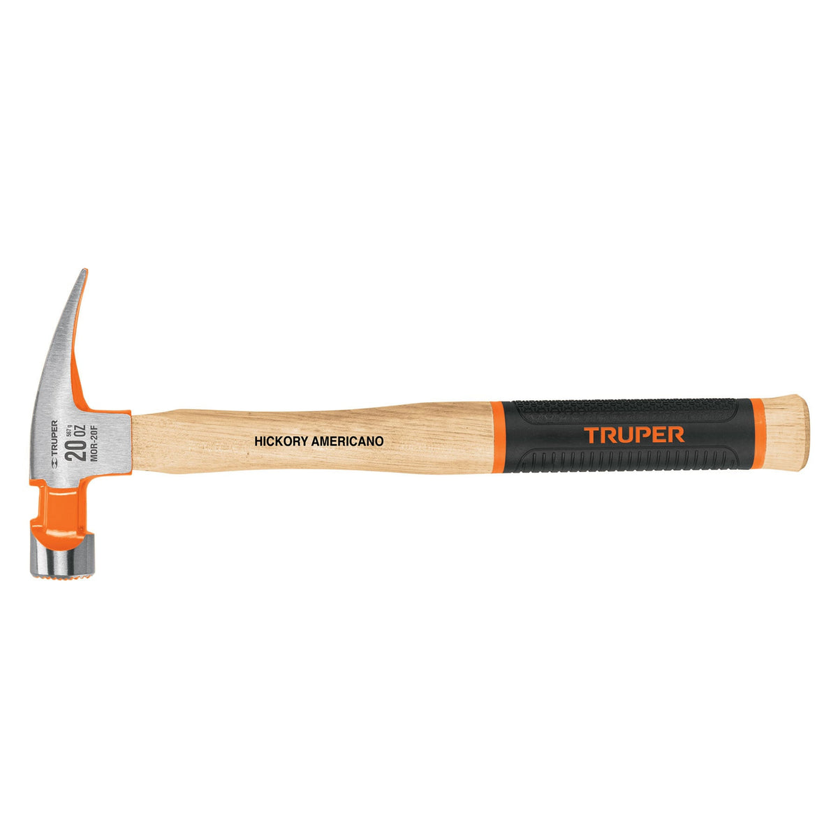 Martillo pulido 20 oz uña recta, boca fresada, Truper Grip 20 oz