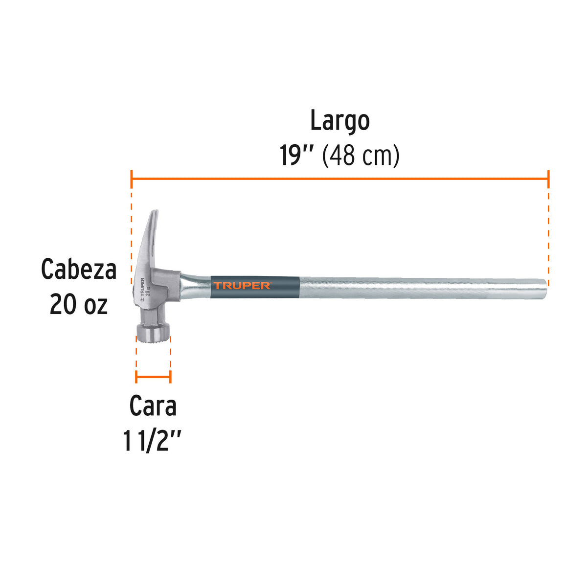 Martillo tubular 20 oz uña California Ripper, cara fresada