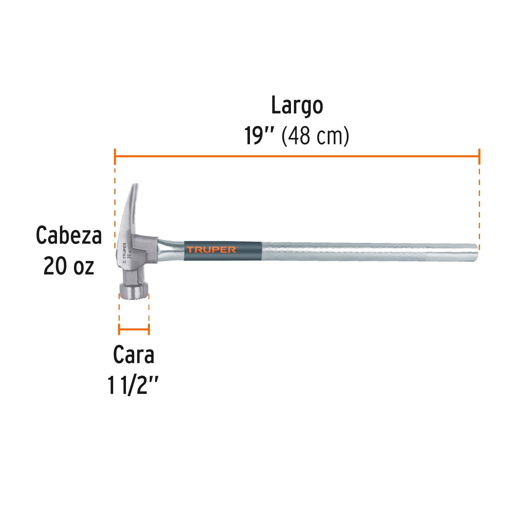 Martillo tubular 20 oz uña California Ripper, cara fresada