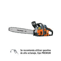 Motosierra 50 cc a gasolina con barra de Truper 16"