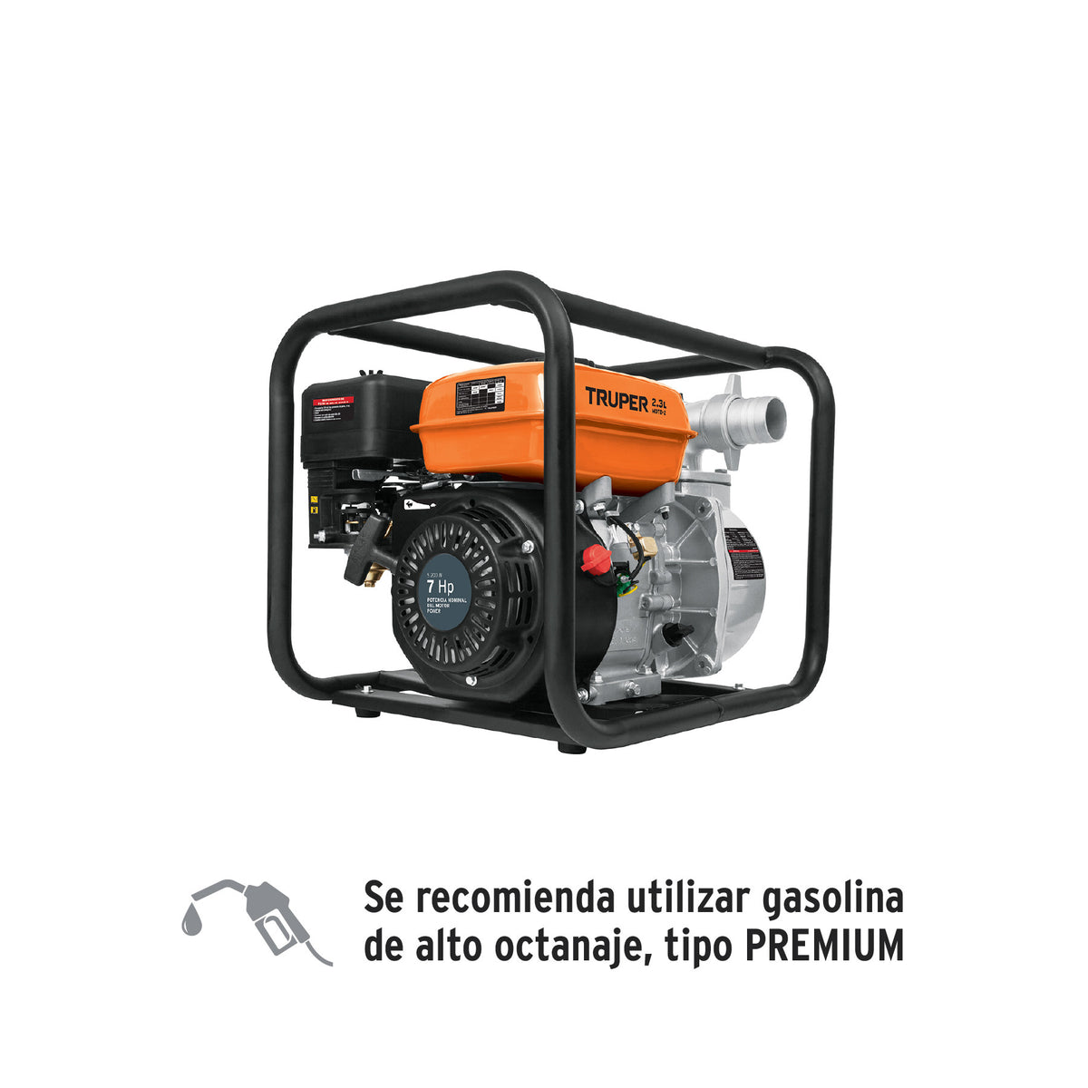Motobomba autocebante 2"x2" gasolina 7HP agricola TRUPER