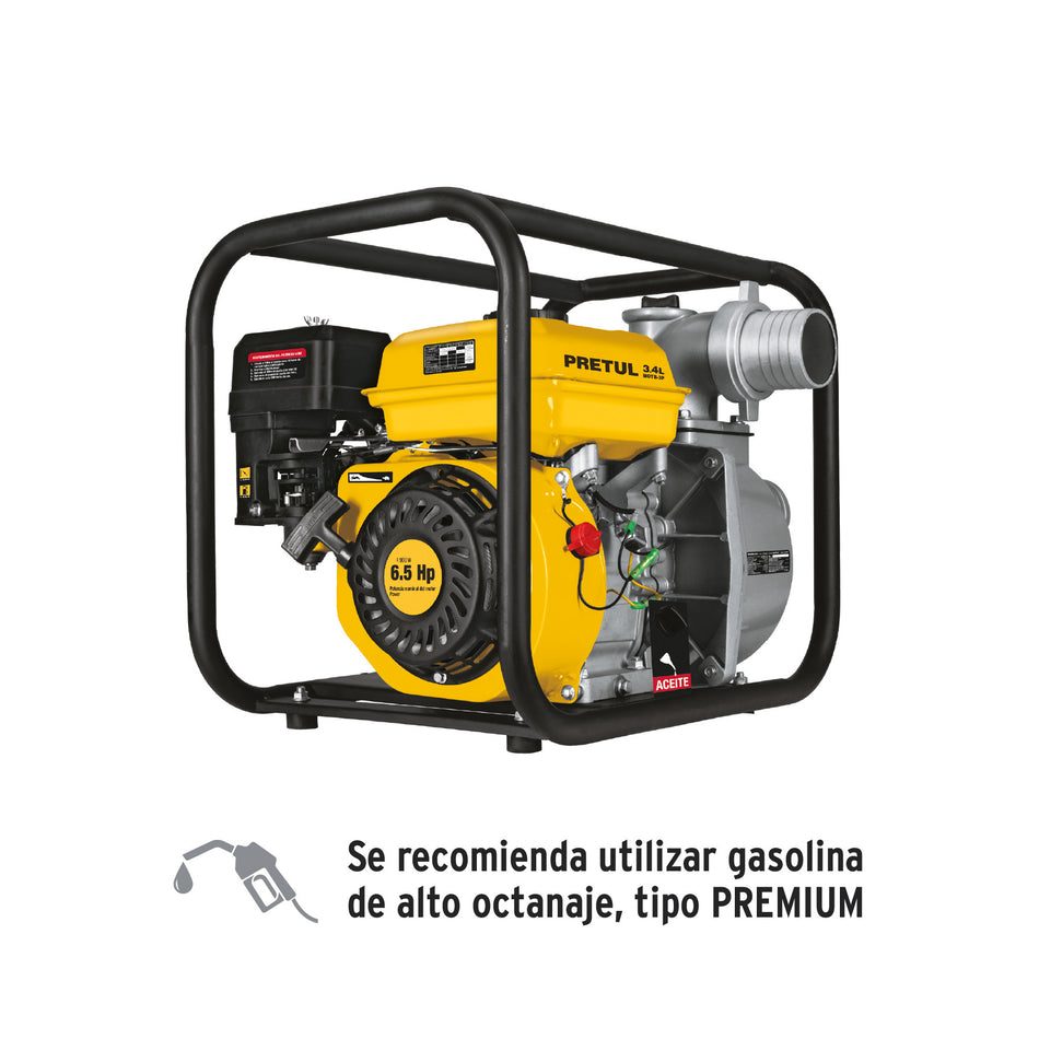 Motobomba autocebante 3"x3" gas. 6-1/2HP agricola PRETUL