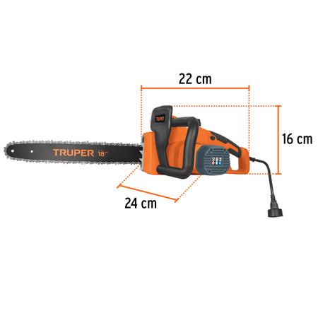 Motosierra electrica 1600 W con barra de 18" Truper
