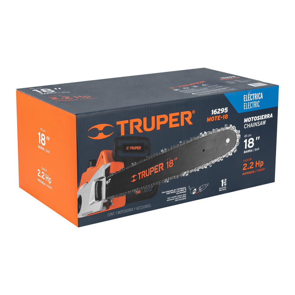 Motosierra electrica 1600 W con barra de 18" Truper