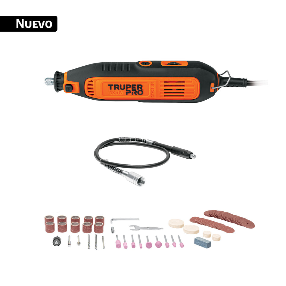 Herramienta rotativa 150W con 97 accesorios, TRUPER PRO