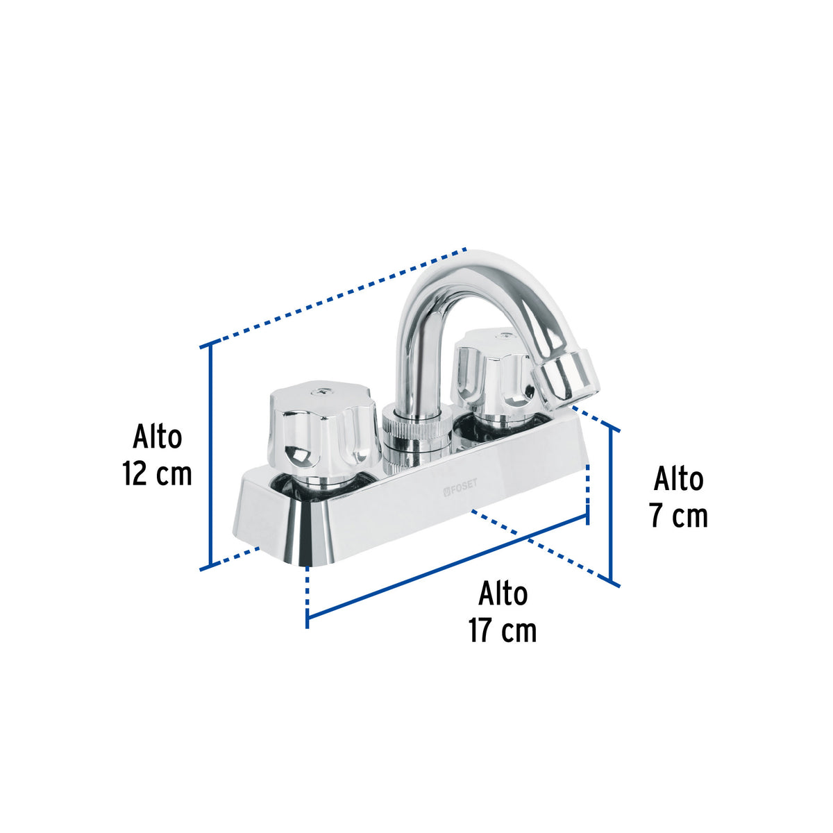 Mezcladora 4" lavabo ABS cuello curvo hexagonal BASIC