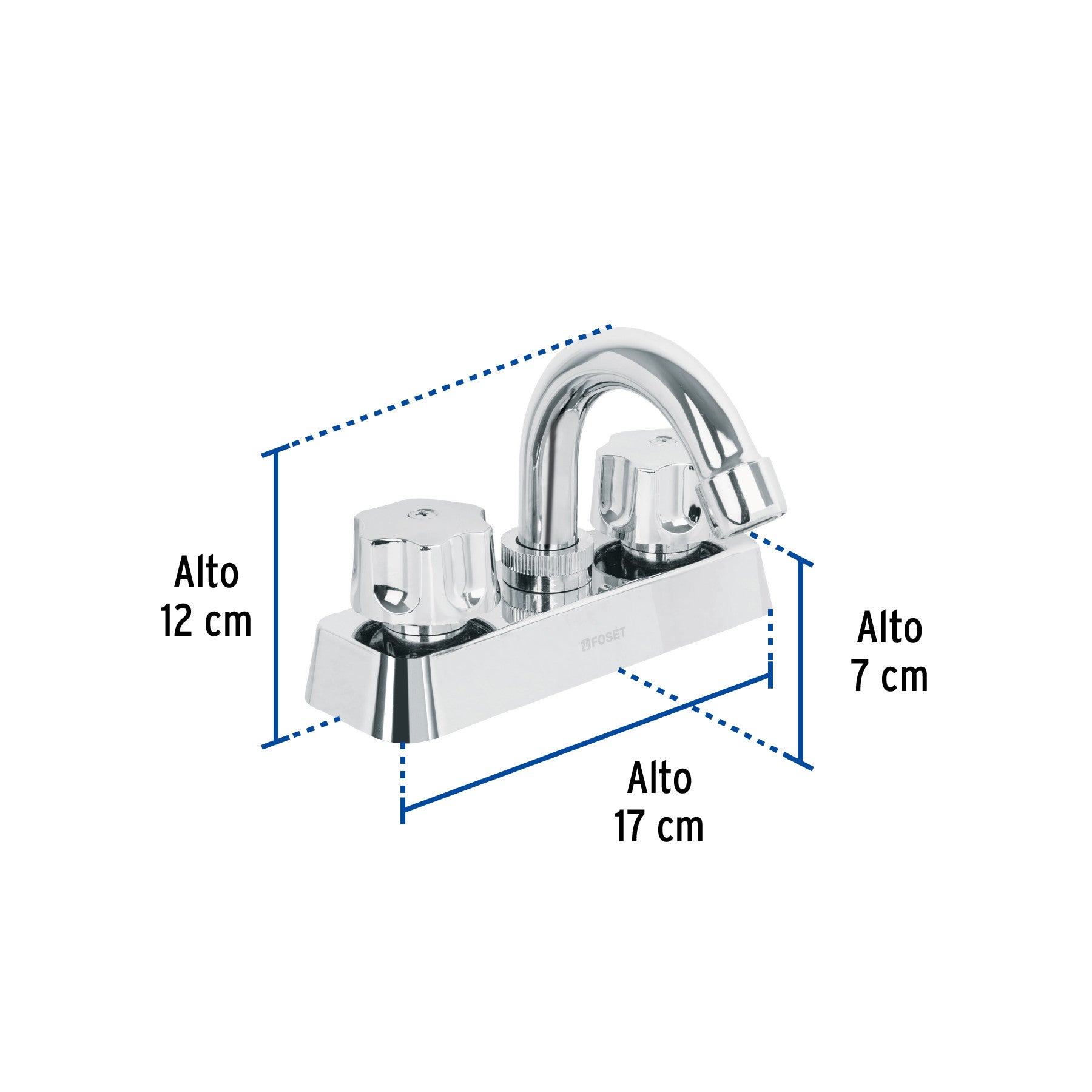 Mezcladora 4" lavabo ABS cuello curvo hexagonal BASIC