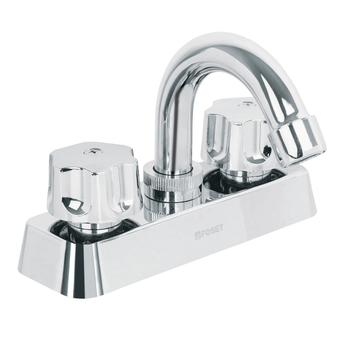 Mezcladora 4" lavabo ABS cuello curvo hexagonal BASIC