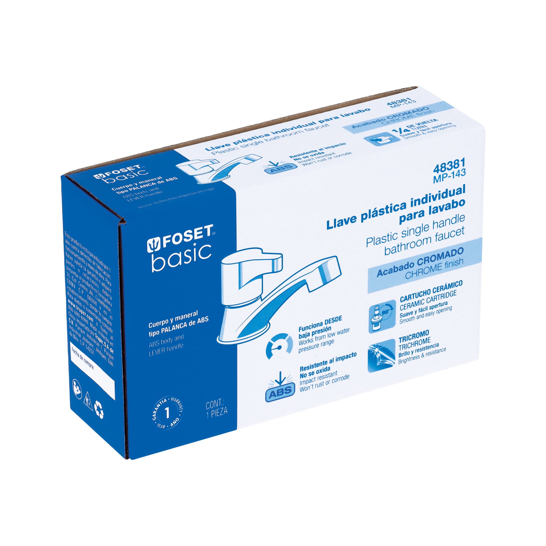 Llave individual lavabo ABS palanca BASIC