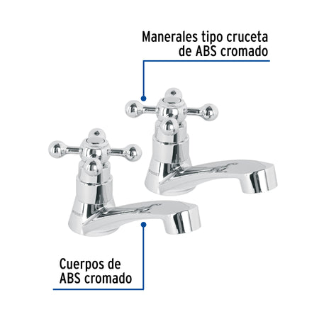 Juego llaves individuales lavabo ABS cruceta BASIC