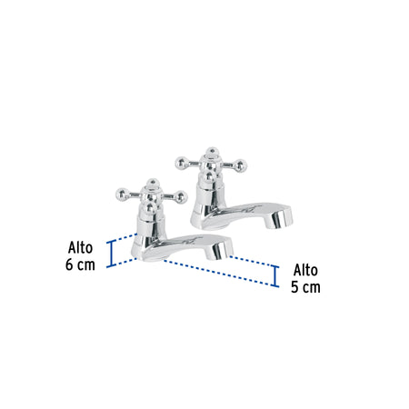 Juego llaves individuales lavabo ABS cruceta BASIC