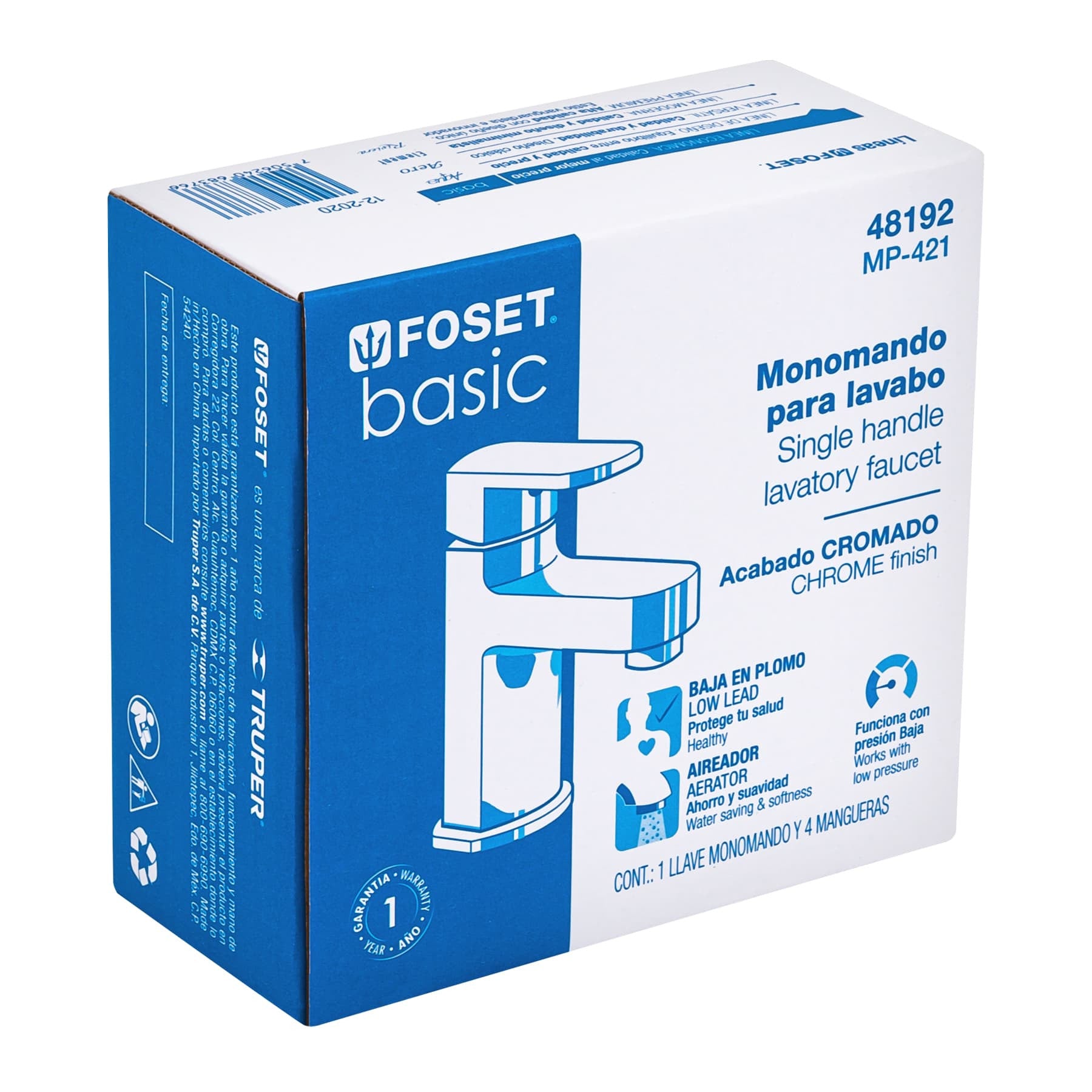 Monomando lavabo ABS nariz recta BASIC