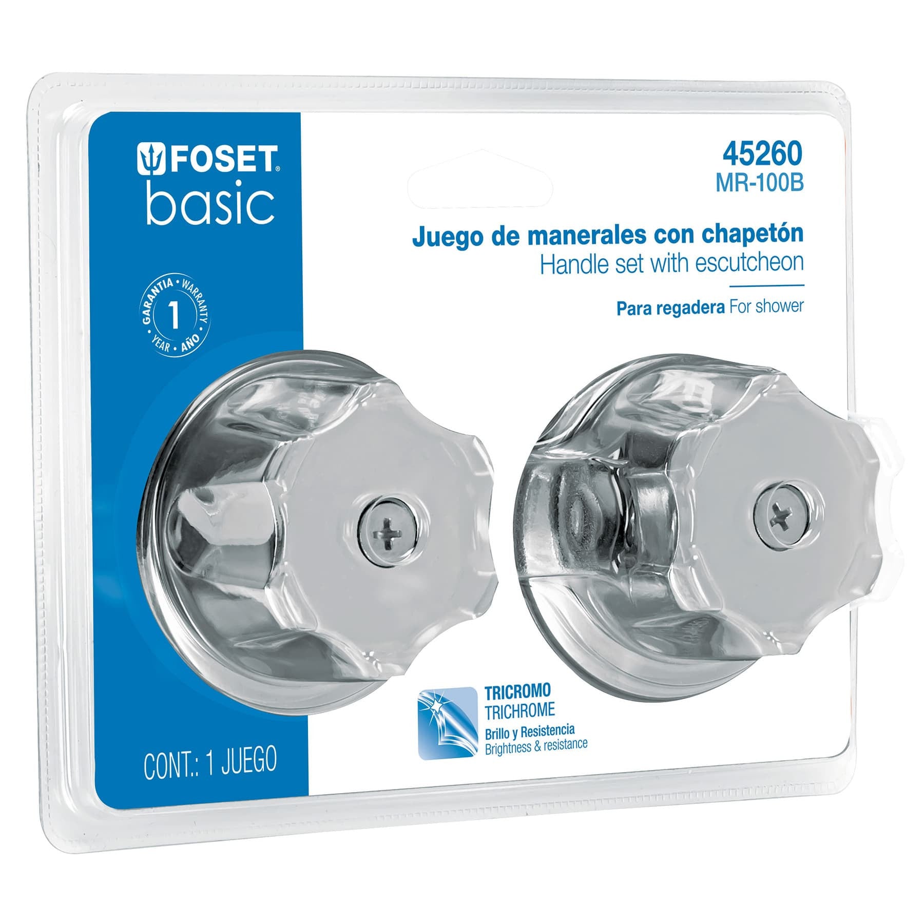 Juego de 2 manerales metalicos para regadera en blister