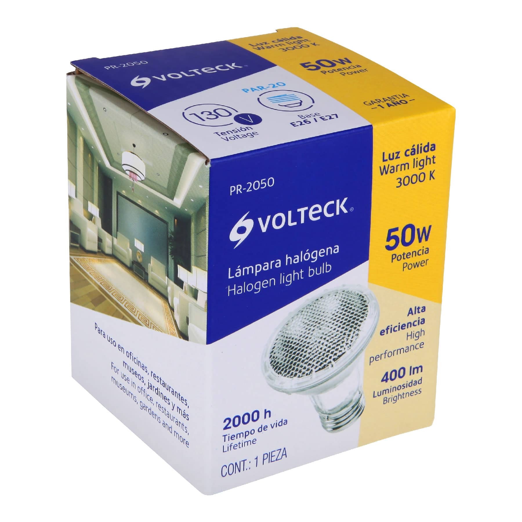 Lámpara de halógeno 20 W tipo MR11 en caja, Volteck 20 W