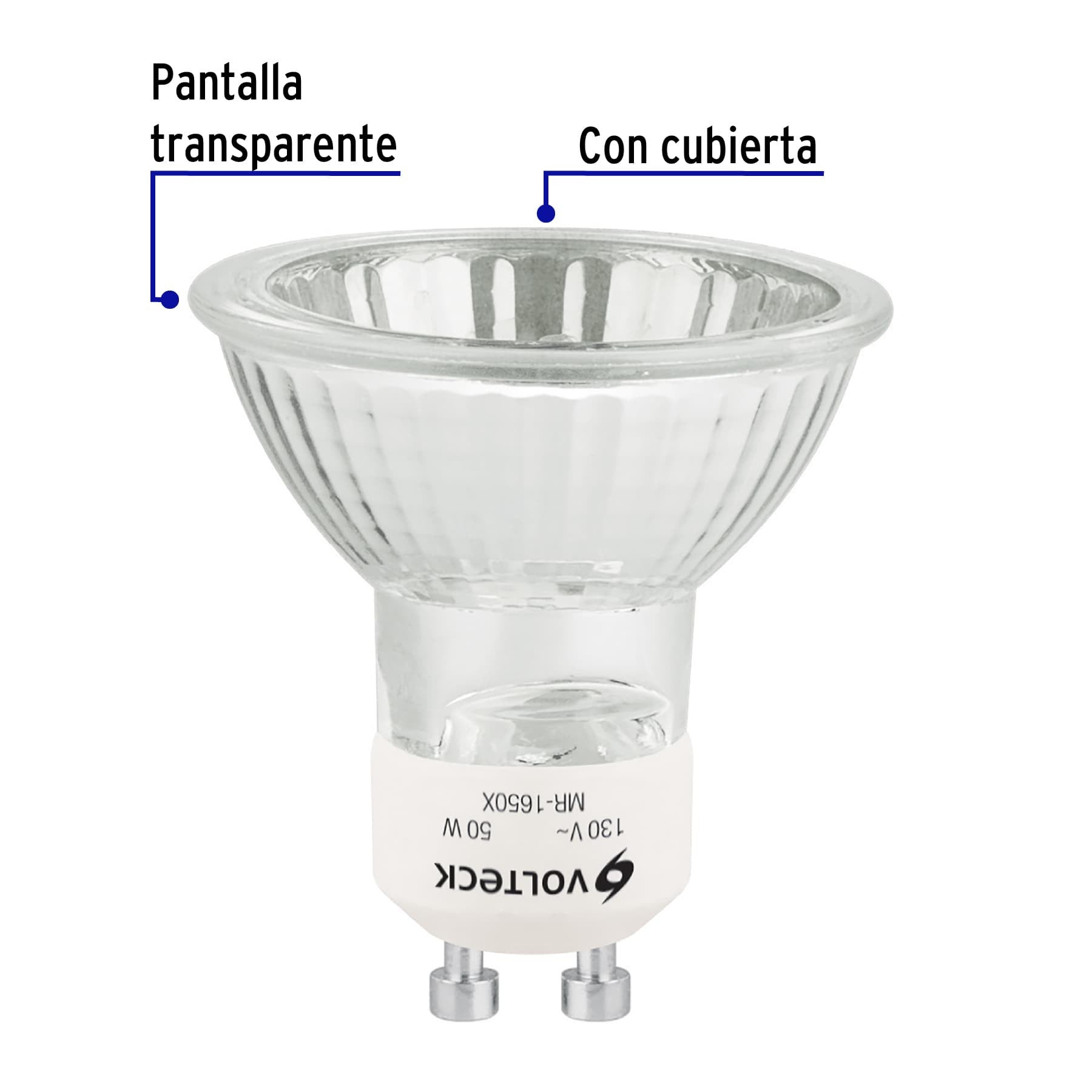 Lámpara de halógeno 50 W tipo MR 16 base GU10, Volteck