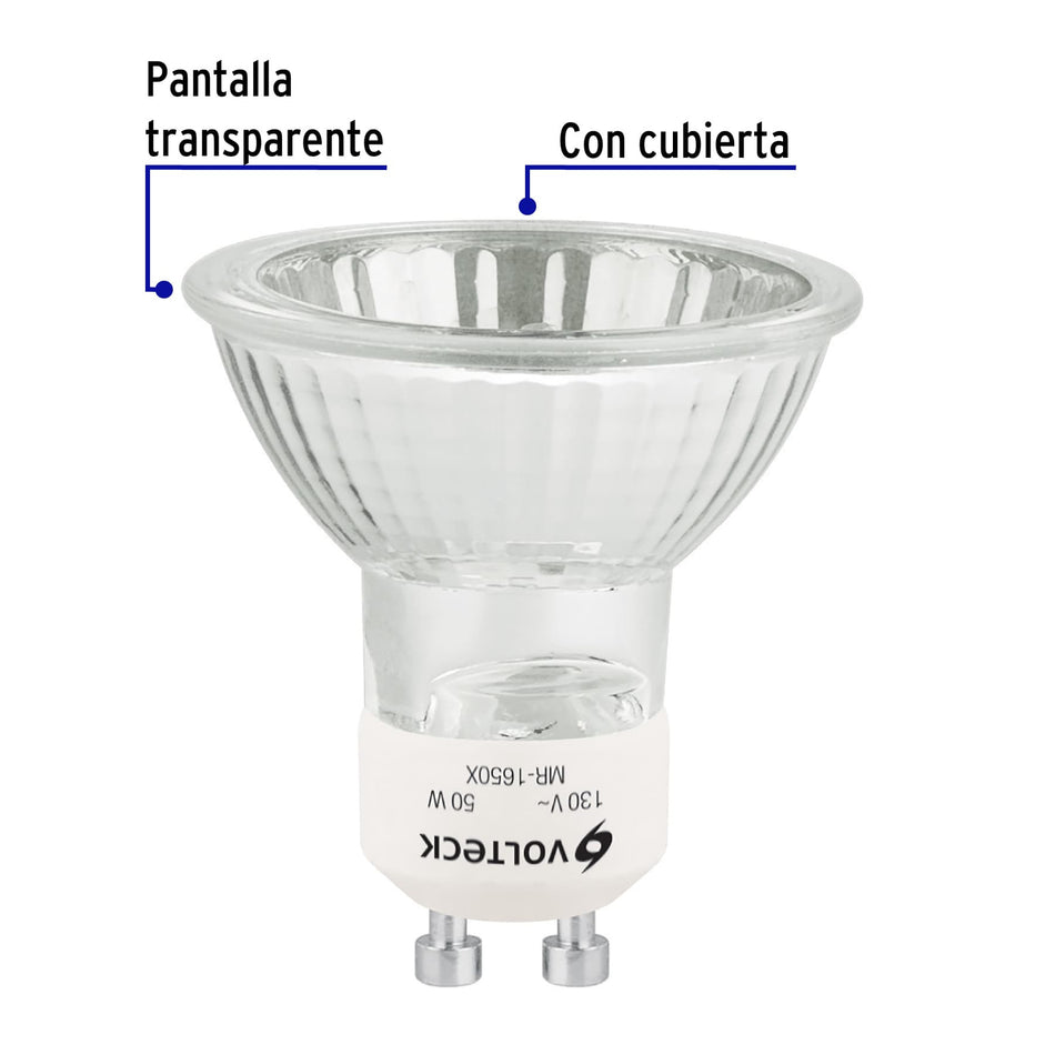 Lámpara de halógeno 50 W tipo MR 16 base GU10, Volteck