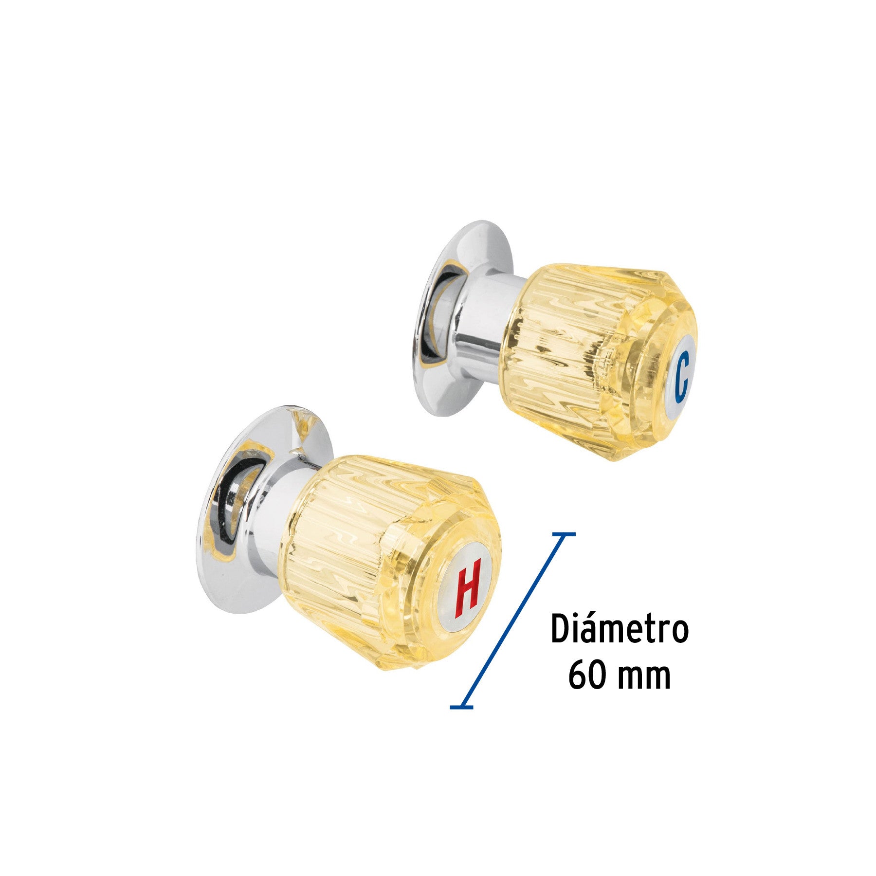 Juego de 2 manerales acrilico ambar para regadera BASIC
