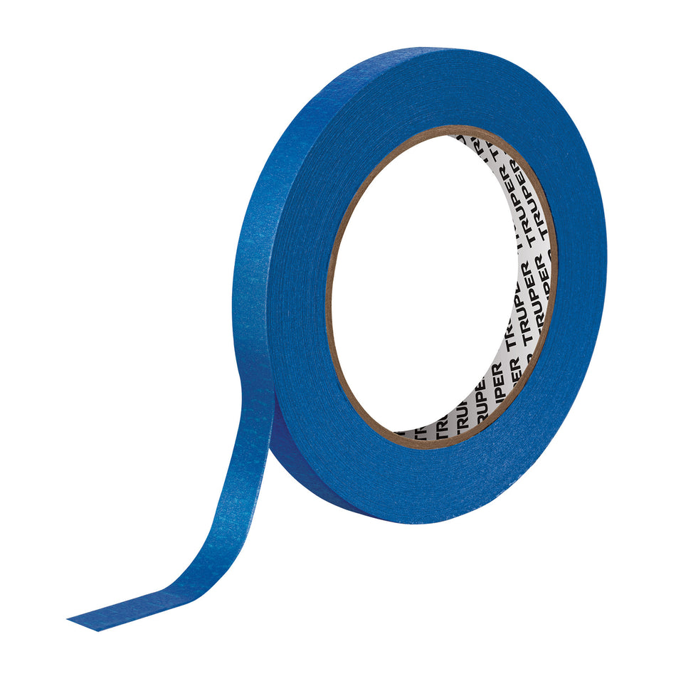 Cinta masking tape azul de 1/2' x 50 m para pintor, Truper 1/2', 50 m, azul