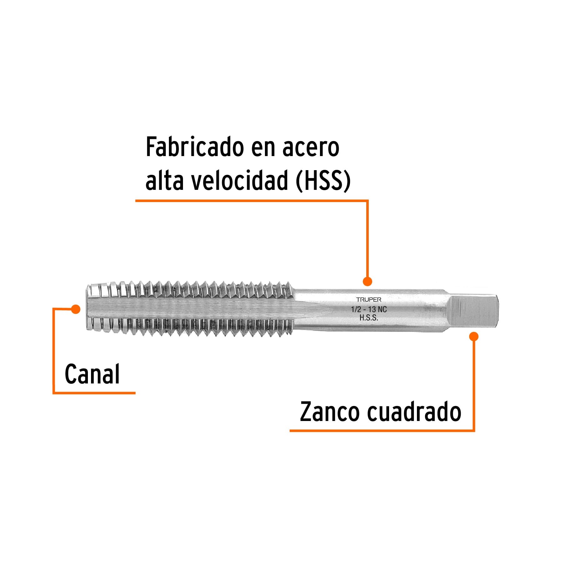 Machuelo semicónico 1/2' x 13 cuerda gruesa, Truper