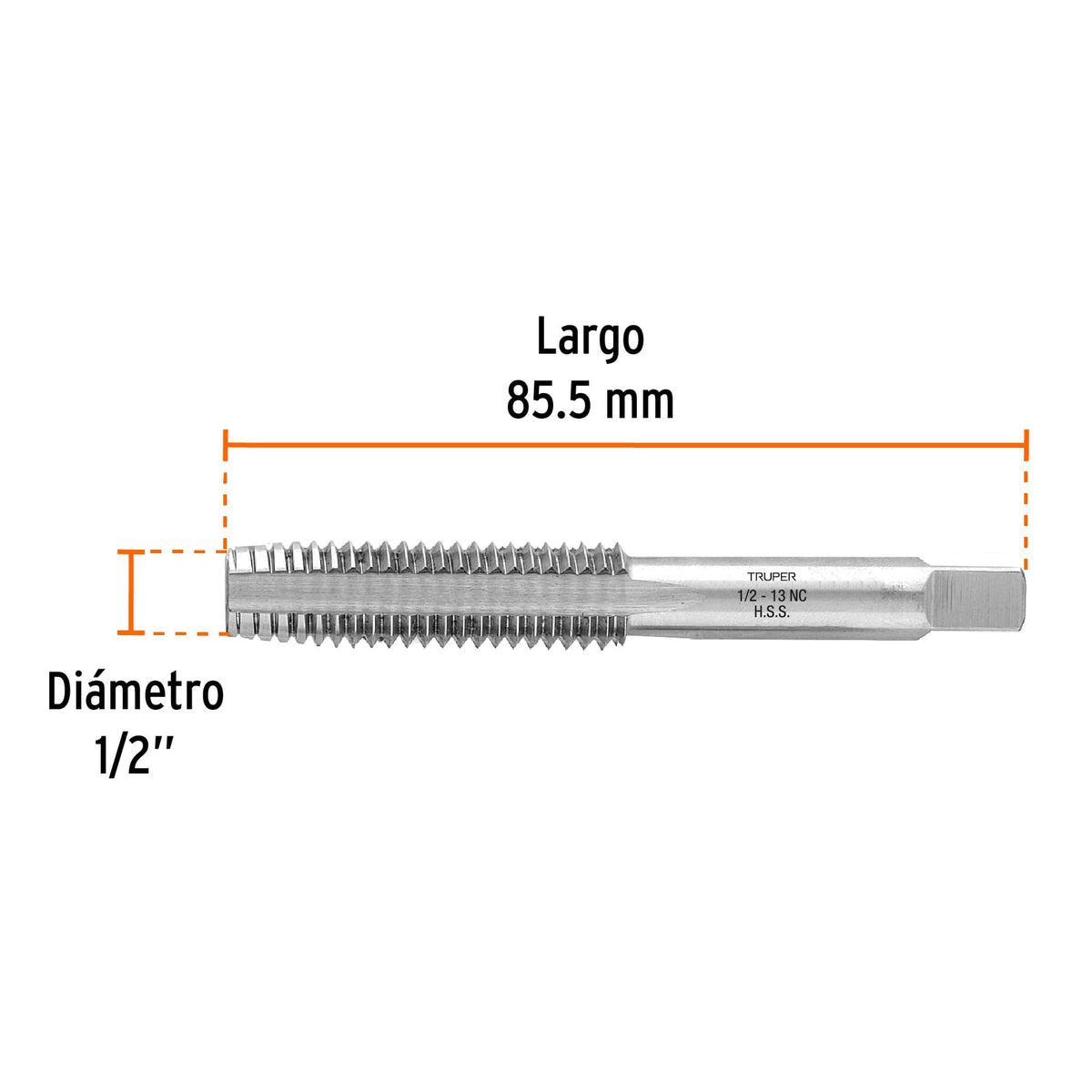 Machuelo semicónico 1/2' x 13 cuerda gruesa, Truper