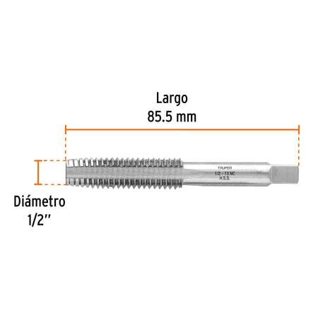 Machuelo semicónico 1/2' x 13 cuerda gruesa, Truper