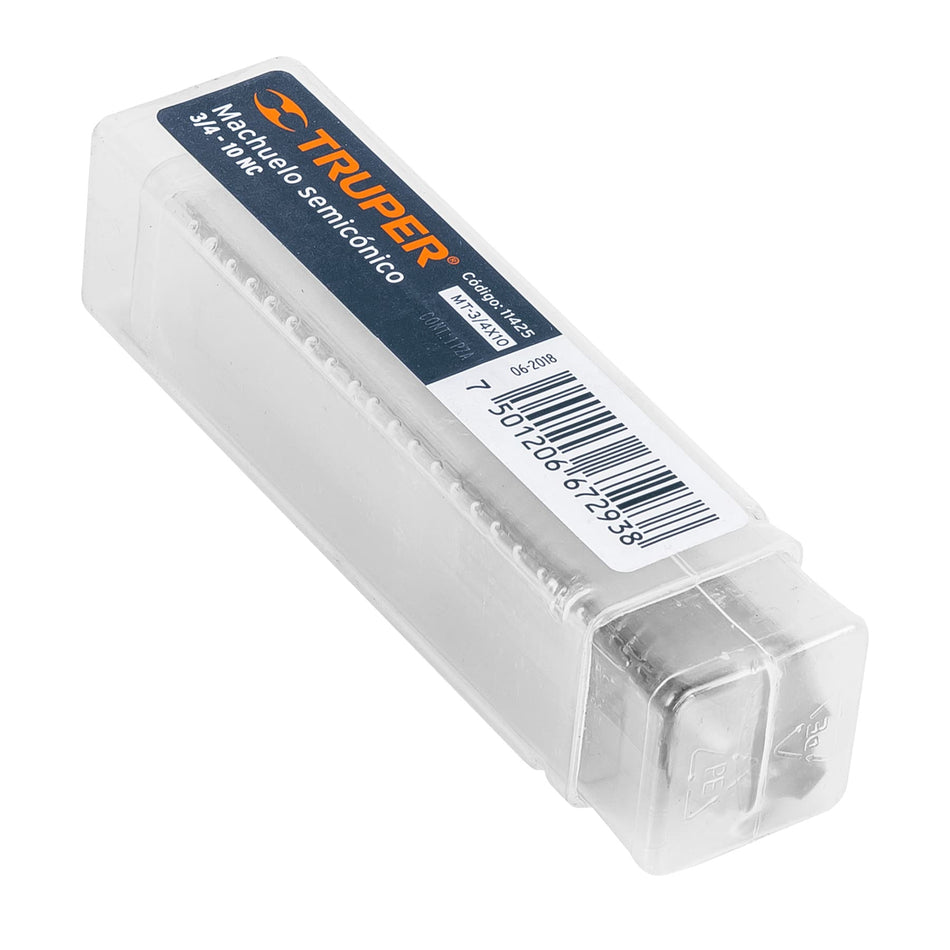 Machuelo semicónico 3/4'x10 UNC, estuche individual, Truper